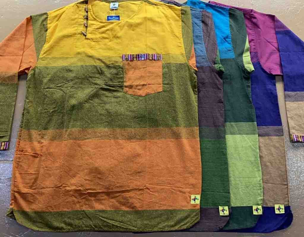 Other Cotton Long-Sleeve Round Neck Tunic: Tri Color: Orange: M Size US M / EU 48-50 / 2 - 4 Thumbnail