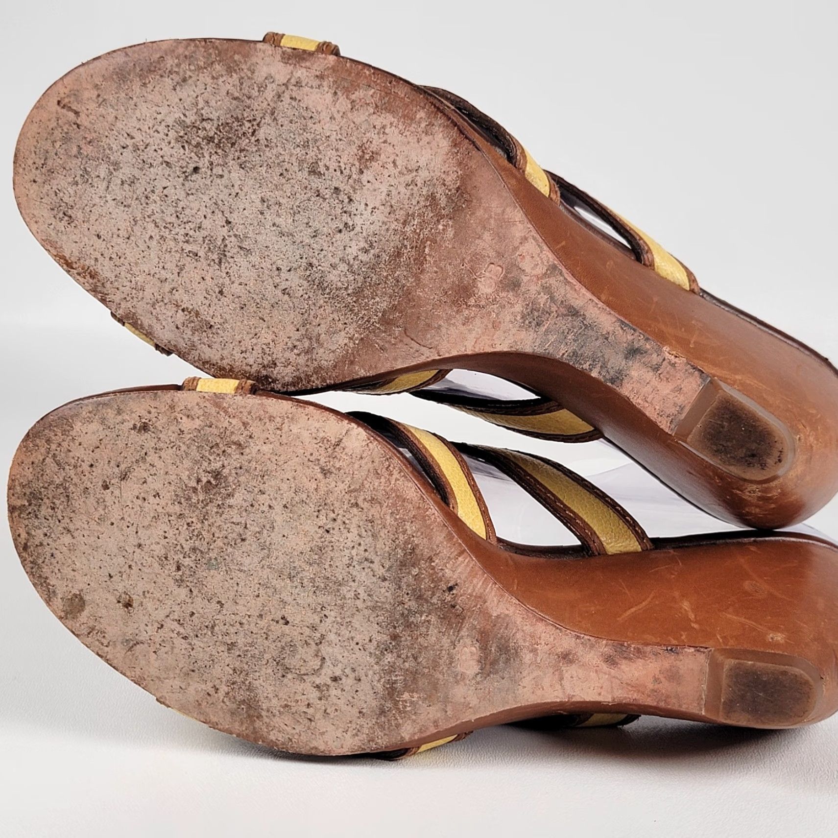Cole Haan Cole Haan Wedge Heel Slides Sandal Women Size 6 Tan Yellow Two Tone Leather Cushioned Slip On Breathable Size US 6 / IT 36 - 7 Thumbnail