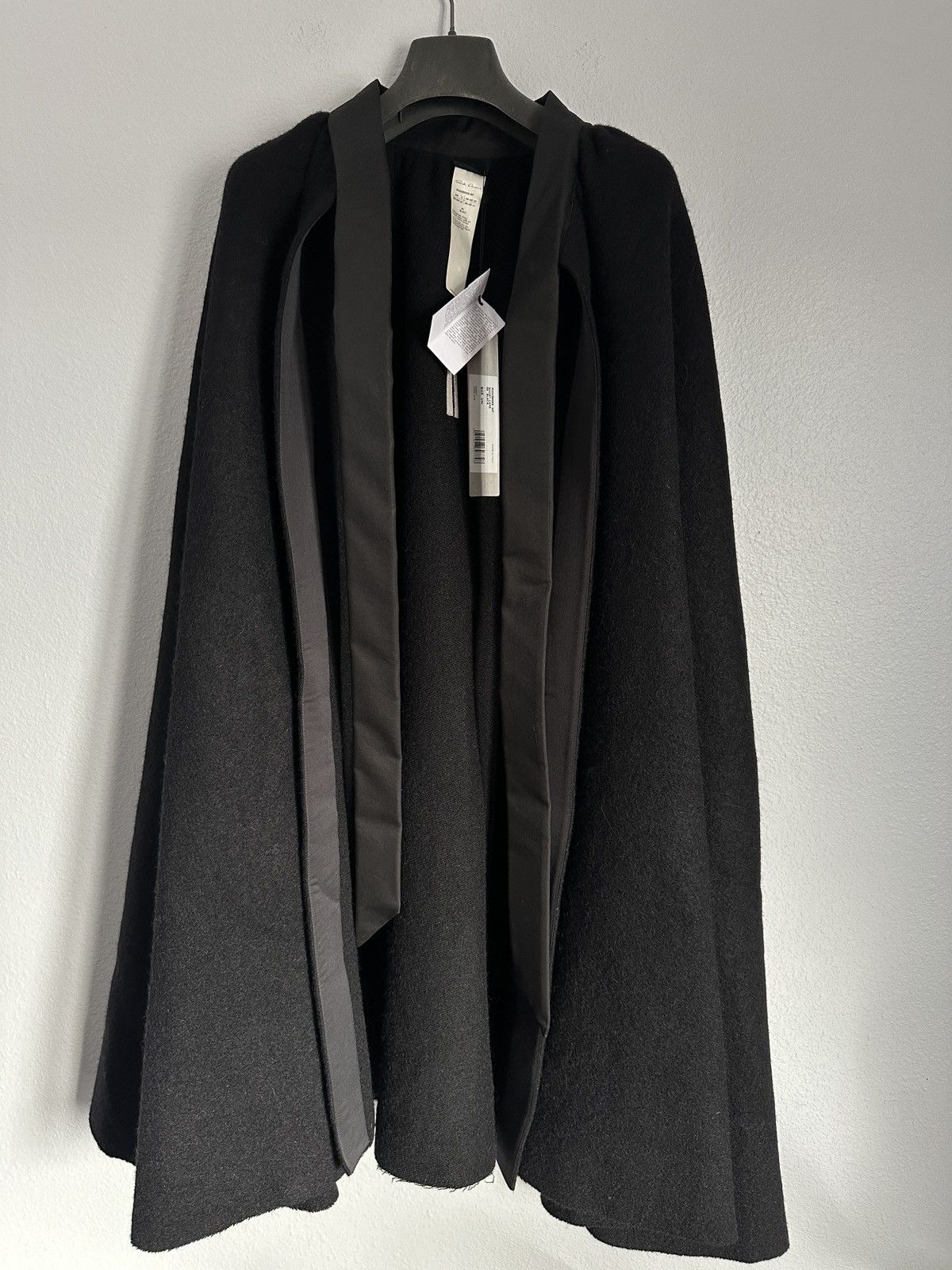 image of Rick Owens Fw22 “Strobe” Alpaca/wool Cape in Black, Men's (Size Medium)