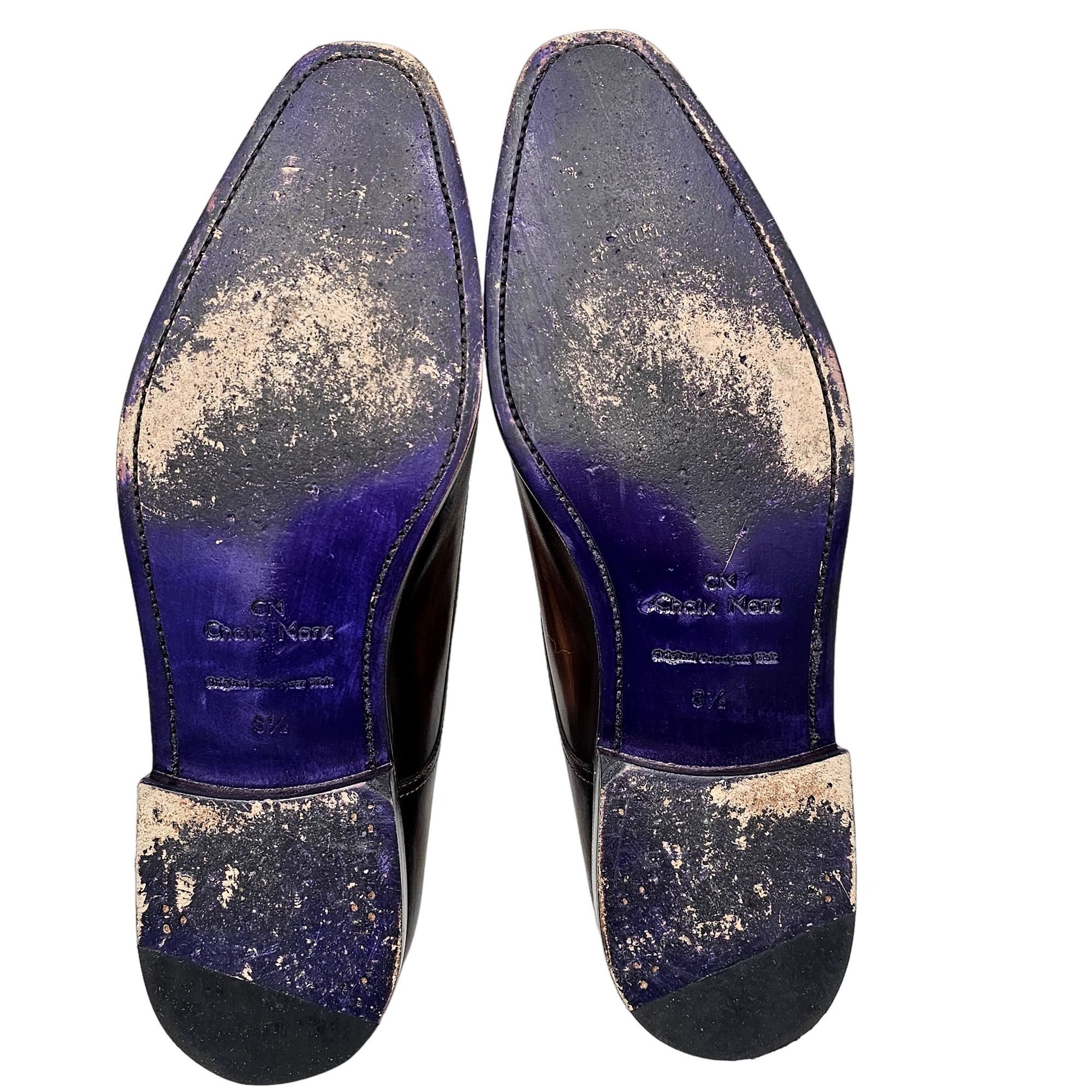 Other Chalk Mark Men's 8.5 Antique Patina Brown Dress Shoes Double Size US 8.5 / EU 41-42 - 3 Thumbnail