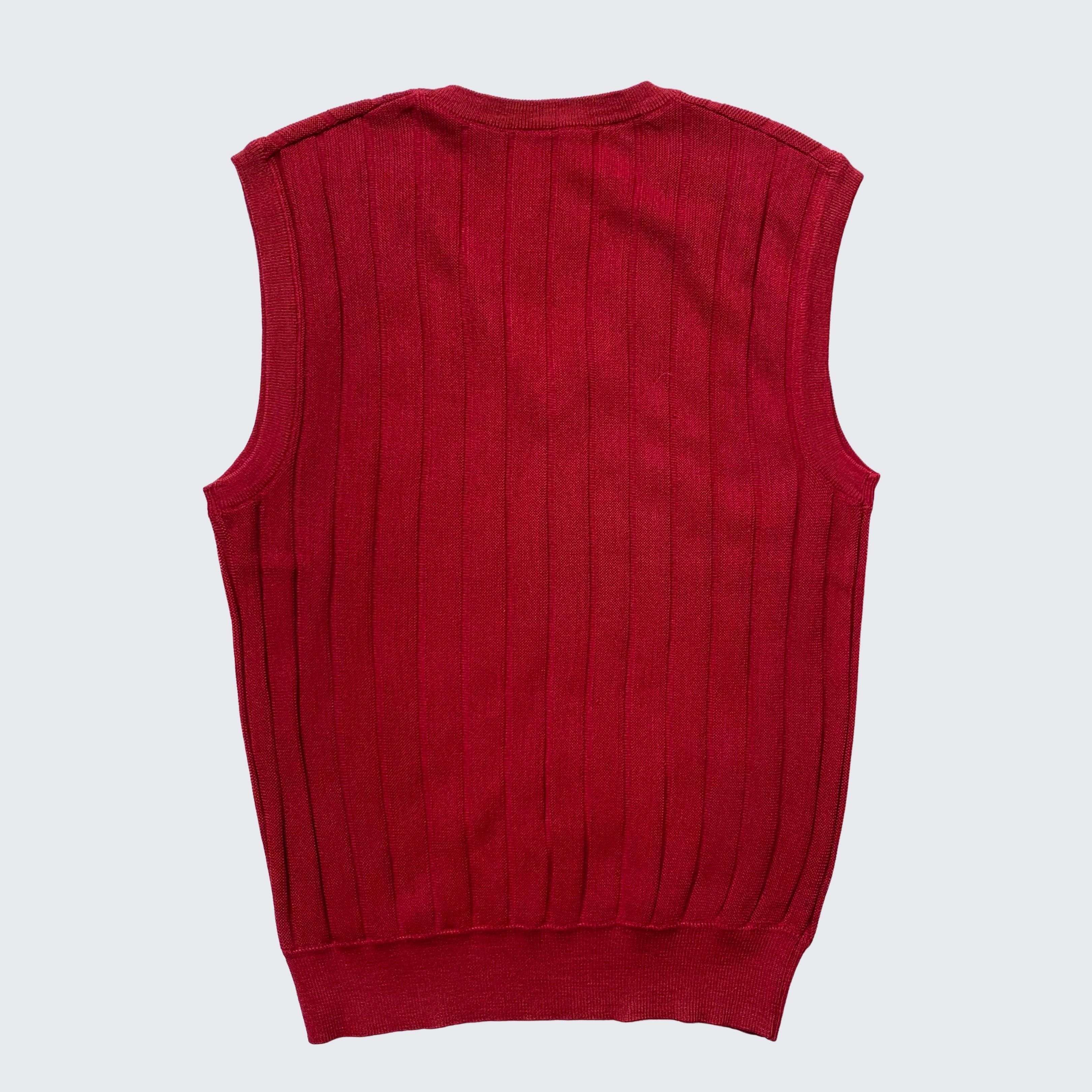 Lacoste Maroon 1980s Lacoste Mini Logo Stripes Knit Vest Size US M / EU 48-50 / 2 - 4 Thumbnail