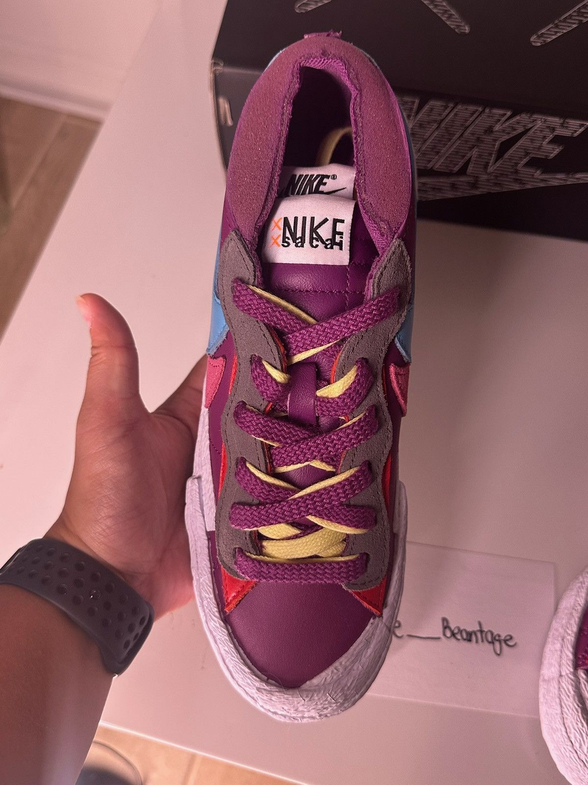 Kaws × Nike × Sacai Nike Blazer Low Sacai KAWS Shoes Purple Dusk-Aqua-Pink Size US 6.5 / IT 36.5 - 4 Thumbnail