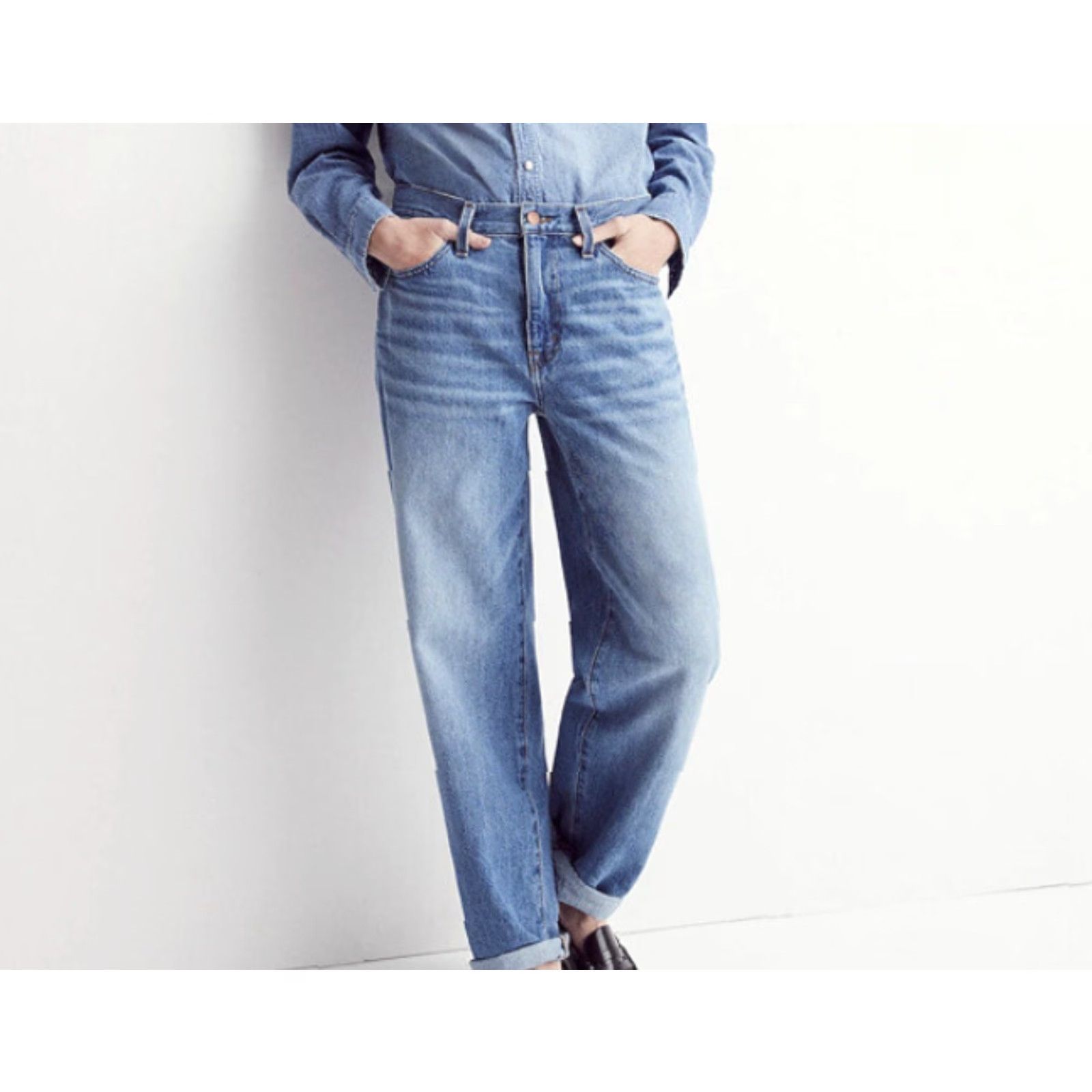 Madewell MADewell The Petite Slouchy Boyjean in Rosewell Wash Jeans 30 Adult Blue 100% Cotton Zipper Button 29.5in 29.5in Womens Size 30" / US 8 / IT 44 - 6 Thumbnail
