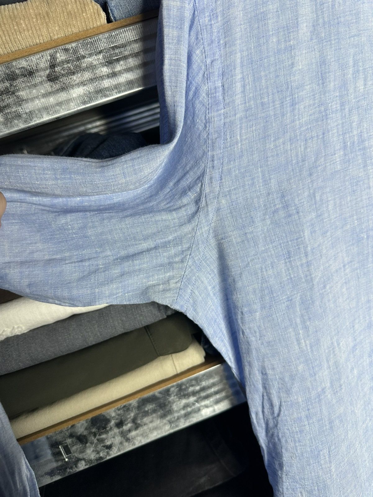 Boggi Boggi Milano Linen Shirt Men S Blue Button Down Long Sleeve Size US S / EU 44-46 / 1 - 9 Thumbnail
