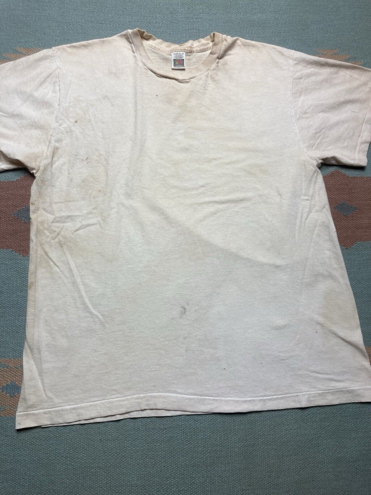 Fruit Of The Loom × Vintage Vtg blank white t shirt stained grunge fruit of the loom XL Size US XL / EU 56 / 4 - 2 Thumbnail