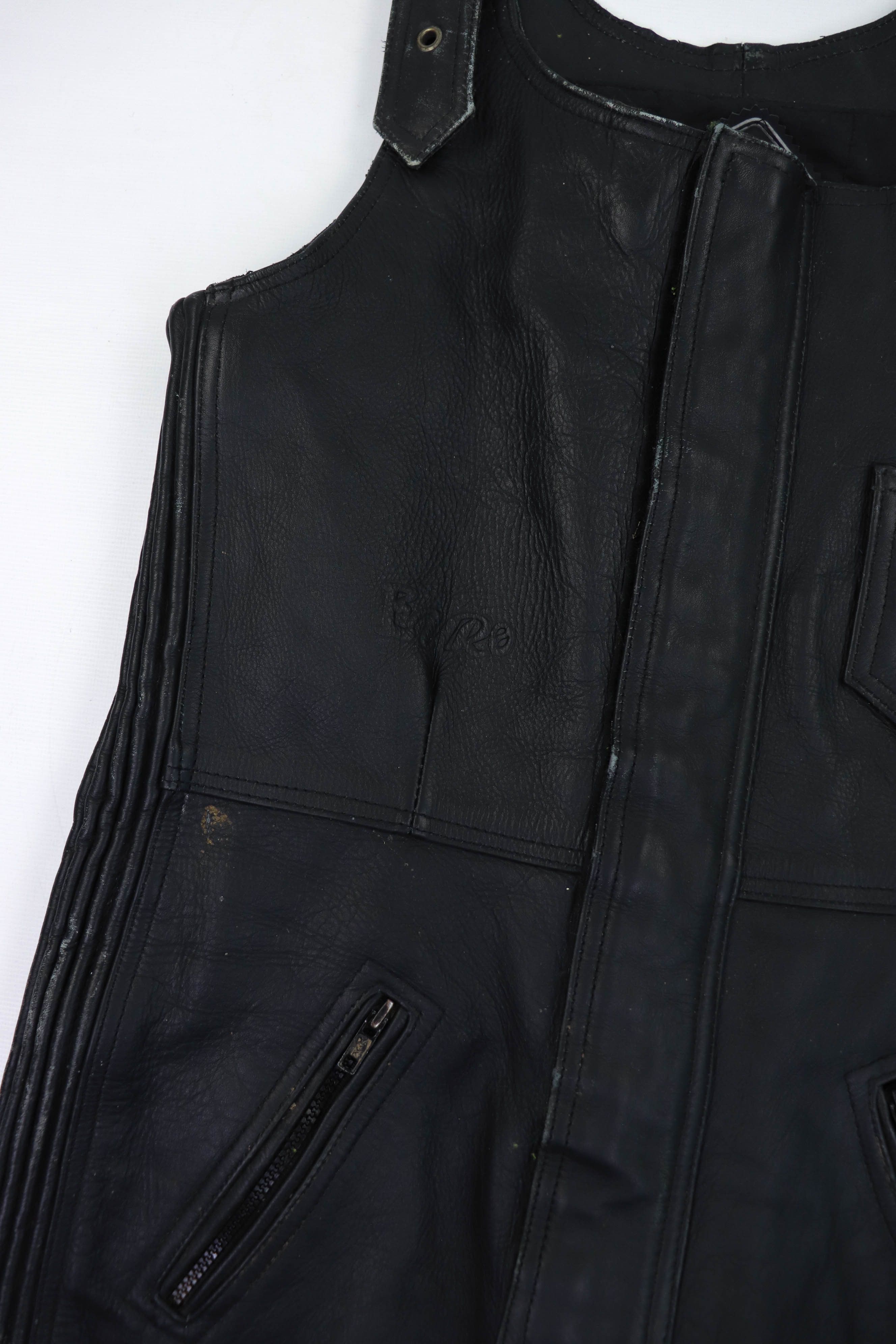Genuine Leather Vintage EUROStyle Leather Distressed Biker Bib Overall Pants Size 27" / US 4 / IT 40 - 6 Thumbnail