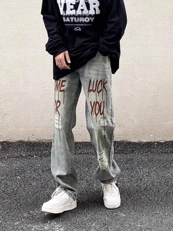 VIBE Vintage washed distressed distressed printed draped jeans Size US 31 - 5 Thumbnail
