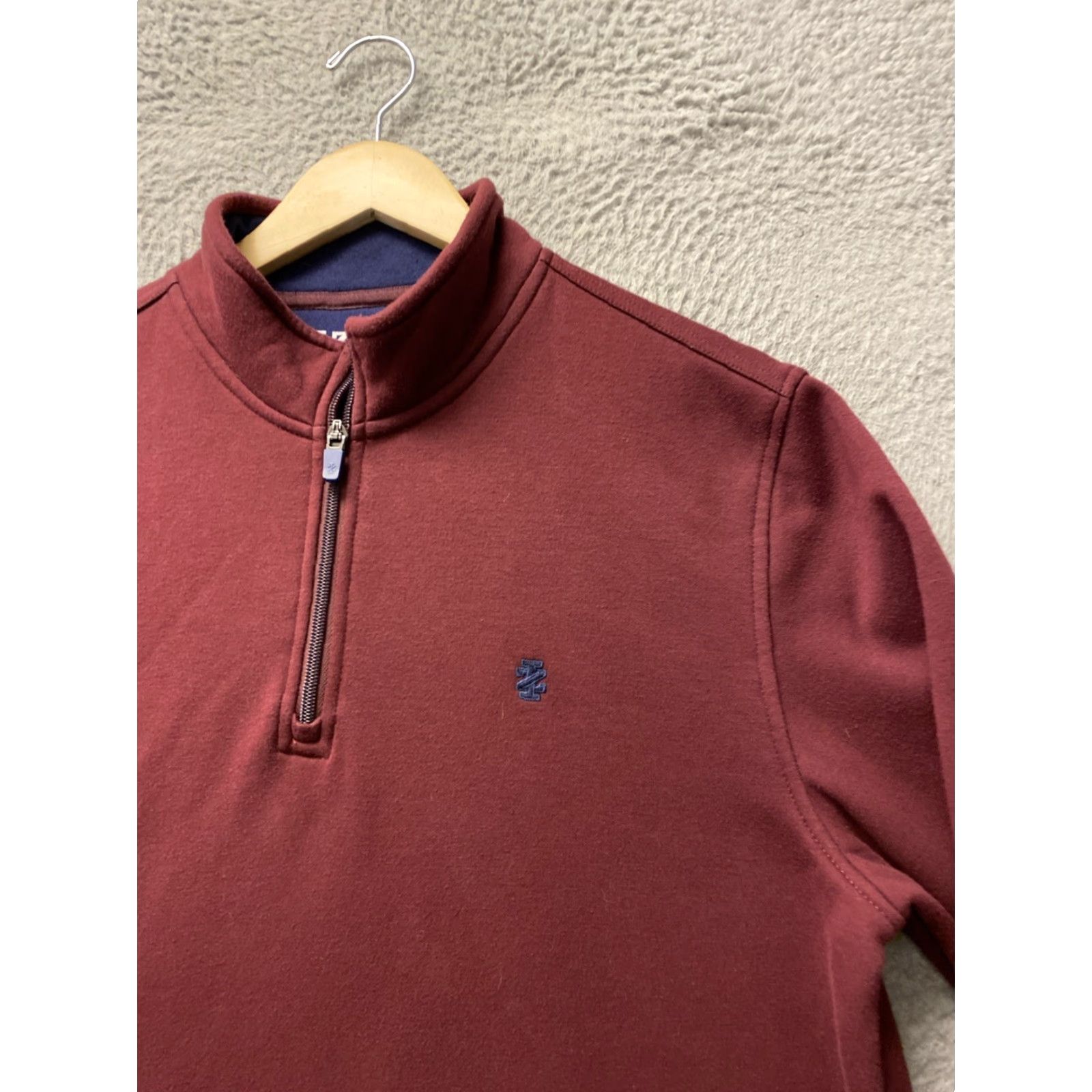 Izod IZOD Sweater Men's 1/4 Zip Pullover Mock Neck Long Sleeve Maroon M Regular Fit Fleece Knit Lightweight - Business Casual Mens Size US M / EU 48-50 / 2 - 2 Thumbnail