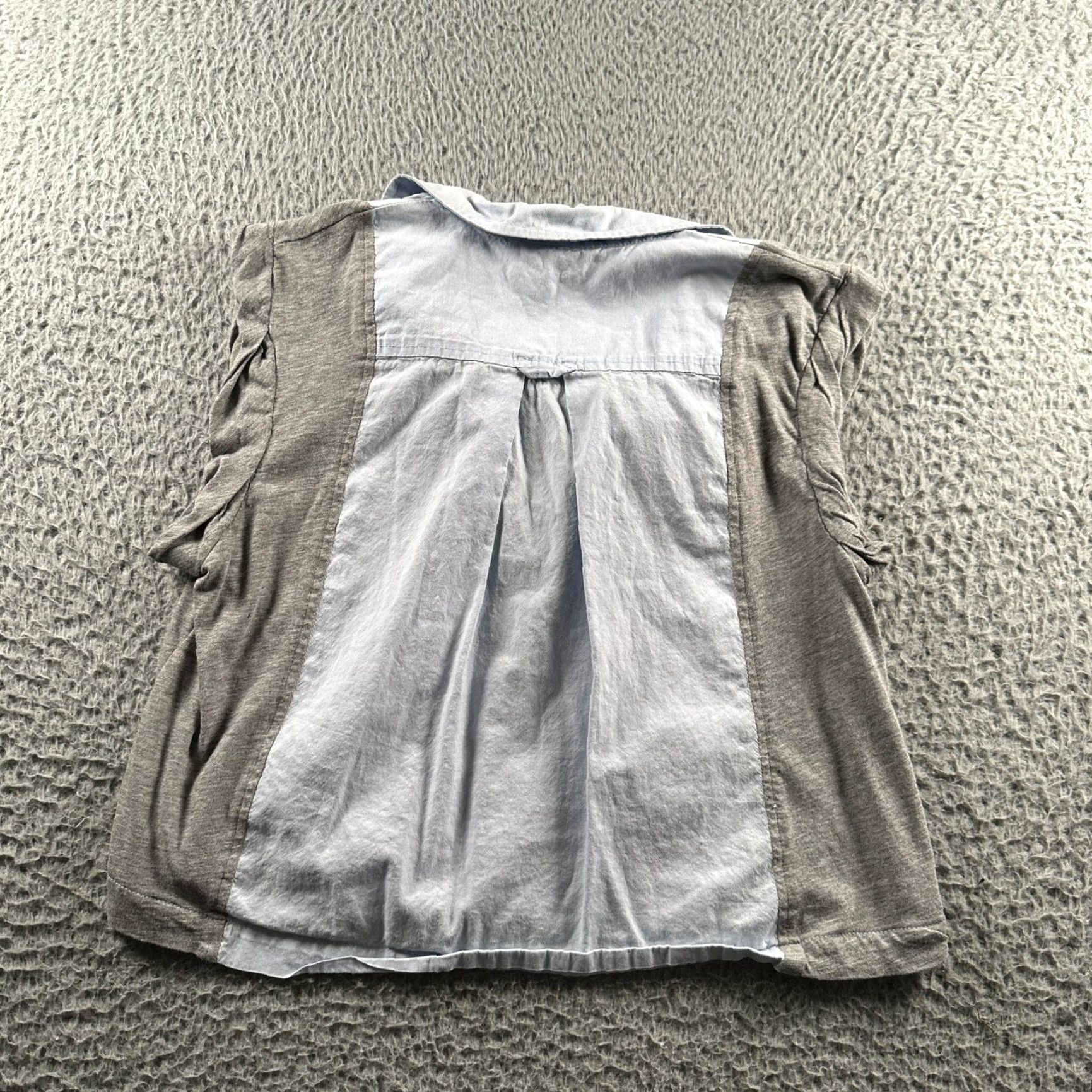 T by Alexander Wang T by Alexander Wang Top Womens Short Sleeve Button Front Mixed Media Gray Blue Size M / US 6-8 / IT 42-44 - 3 Thumbnail