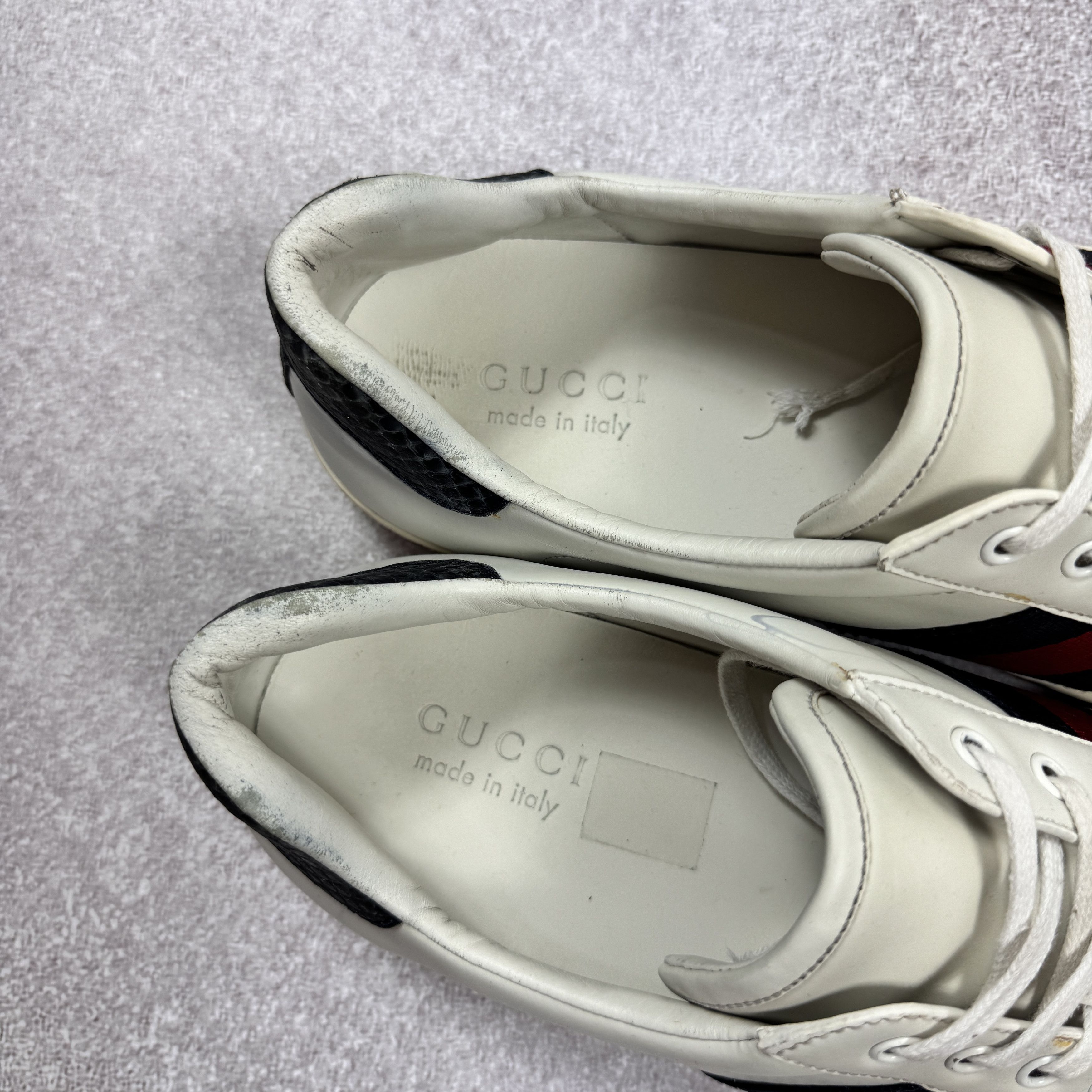 Gucci Men`s Gucci Ace Sneakers 386750 White Leather Sneakers 11 Size US 11.5 / EU 44-45 - 8 Thumbnail