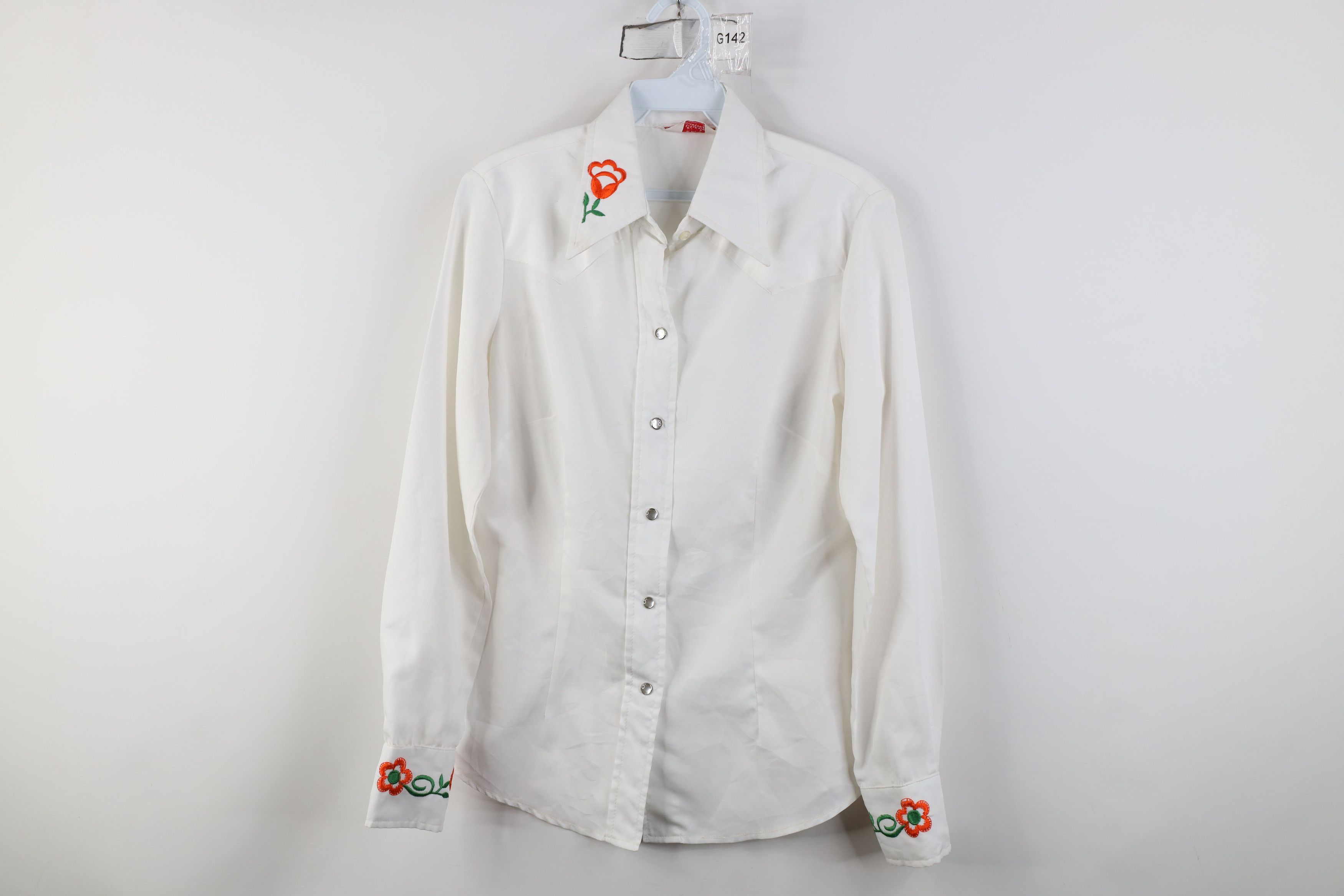 Vintage Vintage 70s Rockabilly Flower Western Snap Button Shirt Size M / US 6-8 / IT 42-44 - 1 Thumbnail