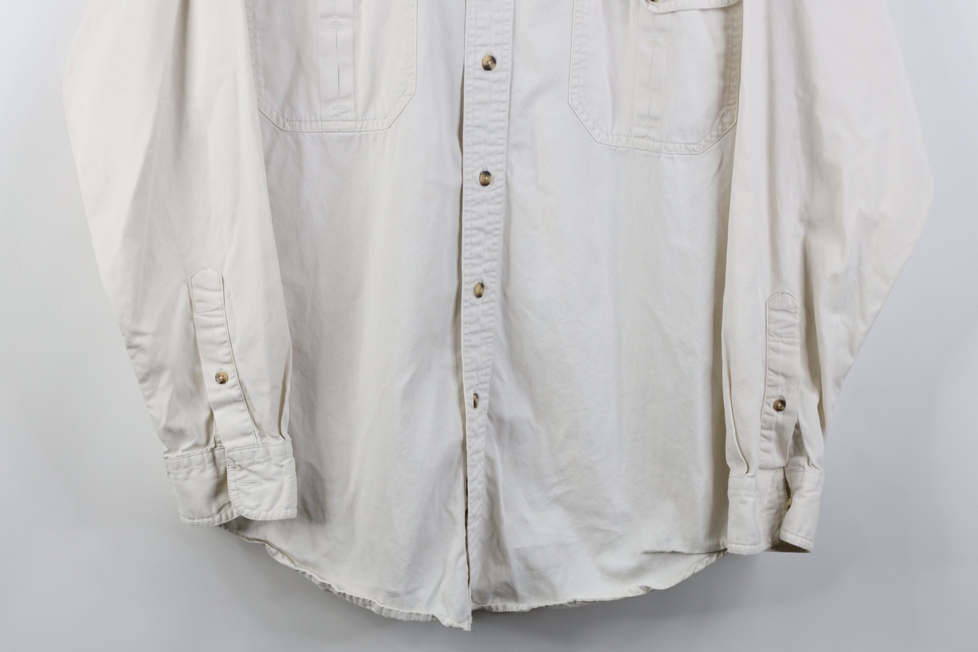 Eddie Bauer Vintage 90s Eddie Bauer Twill Collared Button Shirt Stone Size US M / EU 48-50 / 2 - 3 Thumbnail
