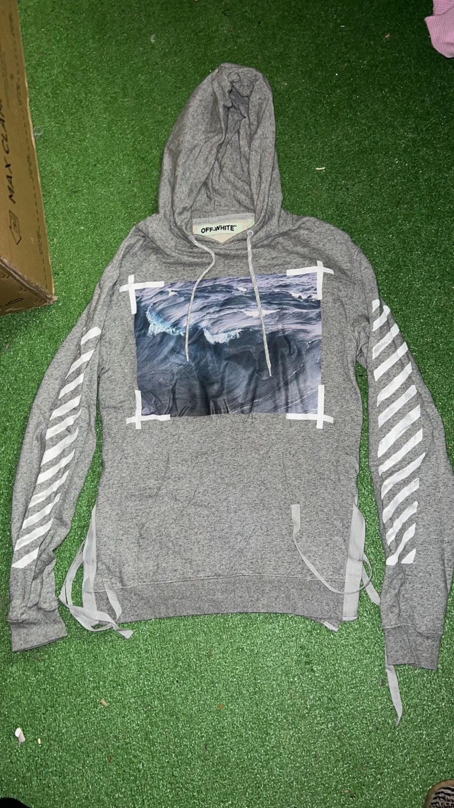 image of Off White Offwhite Waves Hoodie in Grey, Men's (Size Small)