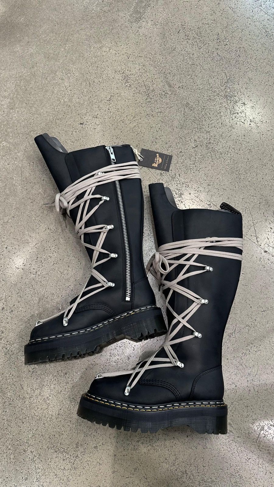 Dr. Martens × Rick Owens RICK OWENS - Dr.Martens 1B60 Quad Sole Pentalace Boot Black Size US 8 / IT 38 - 2 Thumbnail