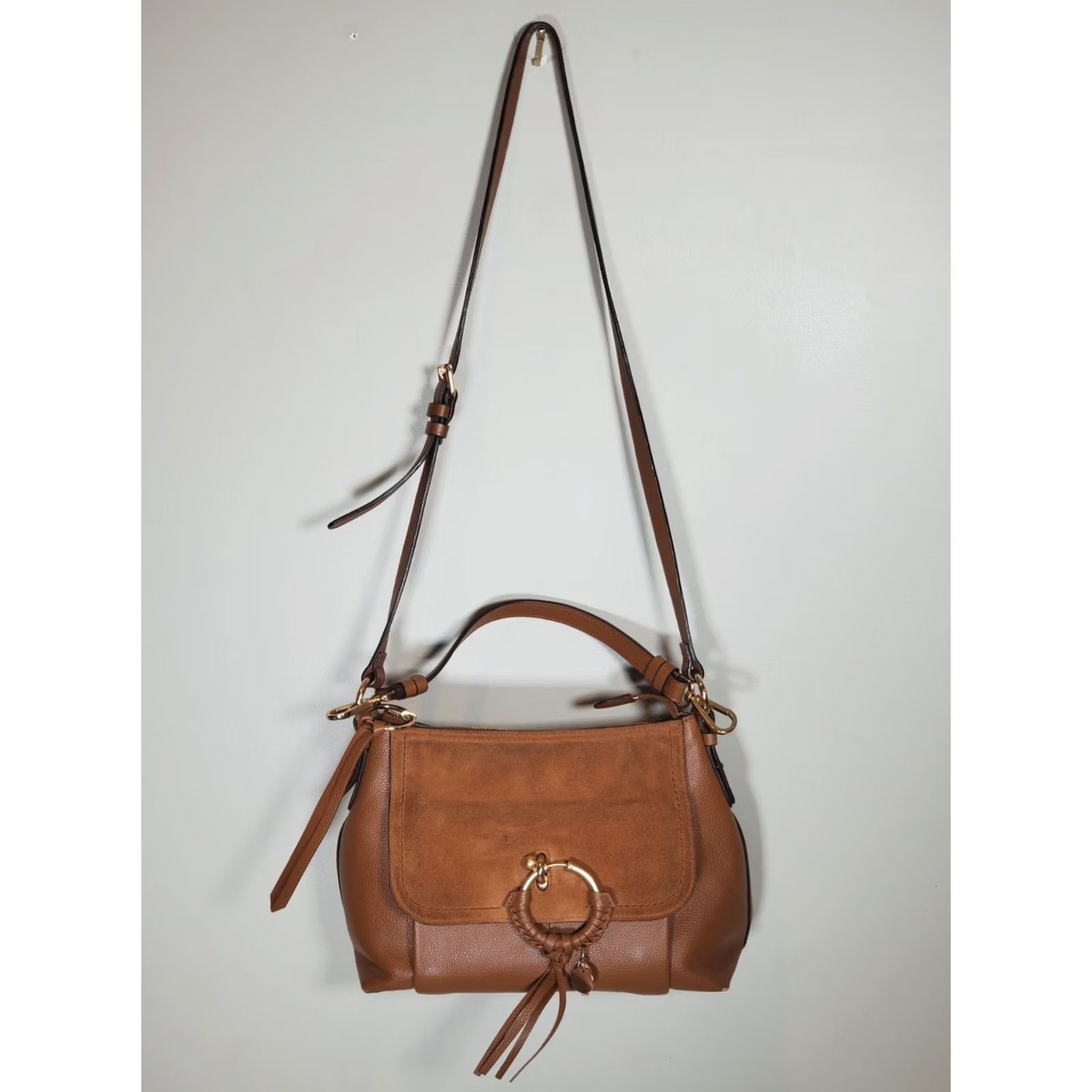 Vintage Chloé Bag Womens Small See Joan Leather Suede Crossbody Caramello Brown Charms Size ONE SIZE - 3 Thumbnail