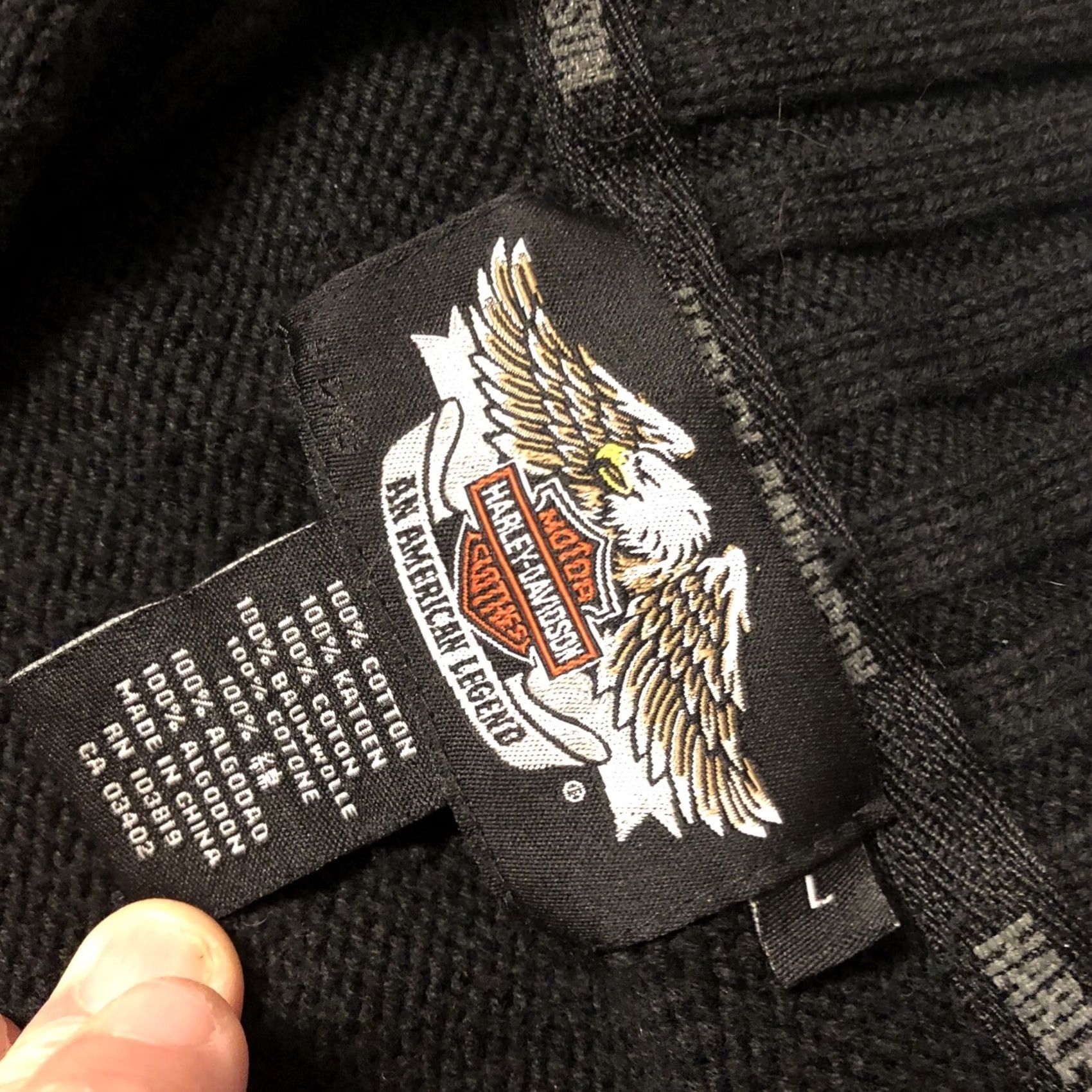 Harley Davidson Harley-Davidson Sweater Adult L Black Cotton Blend Wool 1/4 Zip Patch Logo Knit Long Sleeve Regular Mens Size US L / EU 52-54 / 3 - 5 Thumbnail