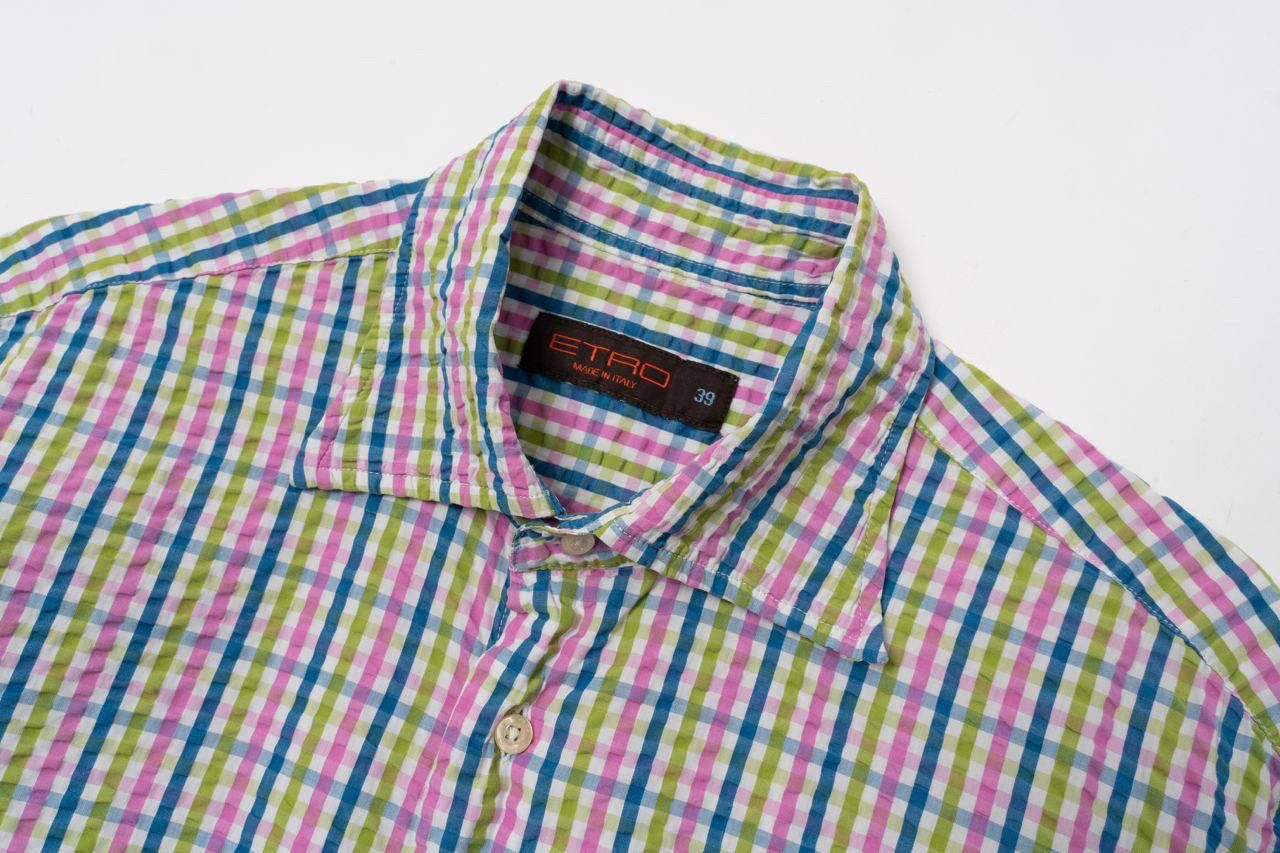 Etro 🔵ETRO Italy 39 Multicolour Check Bottom Up Shirt Made Italy Size US M / EU 48-50 / 2 - 7 Thumbnail