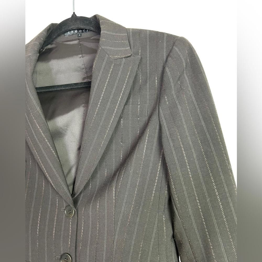 Theory Theory l Wool Blend Charcoal Pinstripe Blazer Jacket Size 2 Size XS / US 0-2 / IT 36-38 - 3 Thumbnail