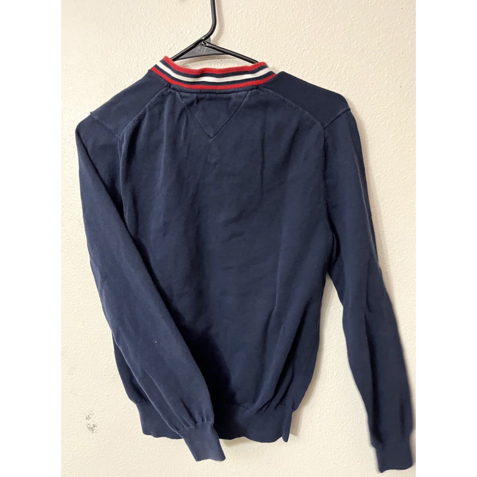 Tommy Hilfiger Tommy Hilfiger Sweater Mens XS Navy Blue V-Neck Cotton Knit Pullover Logo Mens Size US XS / EU 42 / 0 - 3 Thumbnail