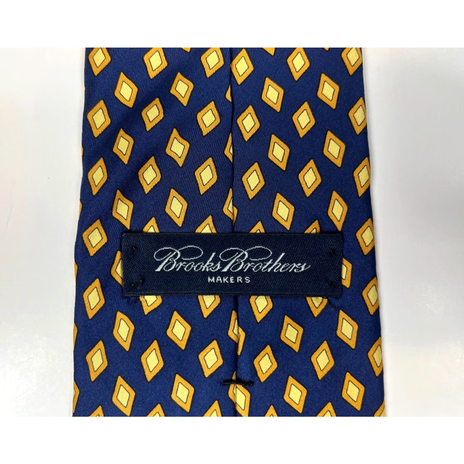 Brooks Brothers VINTAGE Brooks Brothers Makers Luxury Silk Tie Geometric Navy Yellow 57-60" Wide Men’s Tie Made in USA Size ONE SIZE - 7 Thumbnail