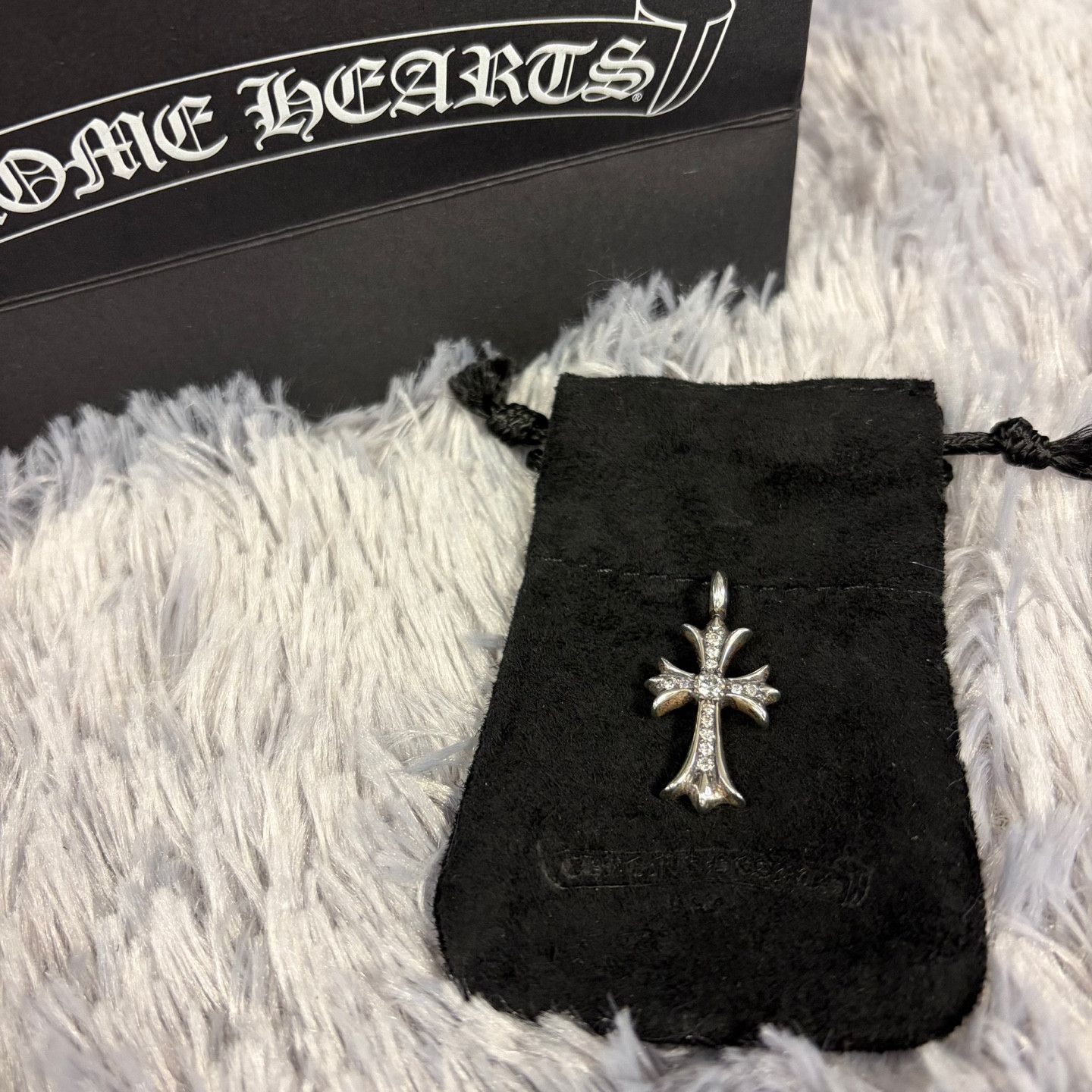 Chrome Hearts Tiny Cross Charm Silver with Pave Diamond Size ONE SIZE - 1 Thumbnail