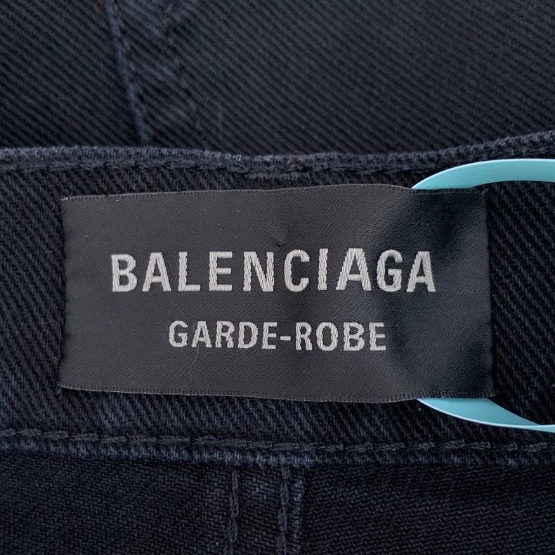 Balenciaga Balenciaga Black leather and cotton wide-leg casual denim Size US 31 - 7 Thumbnail