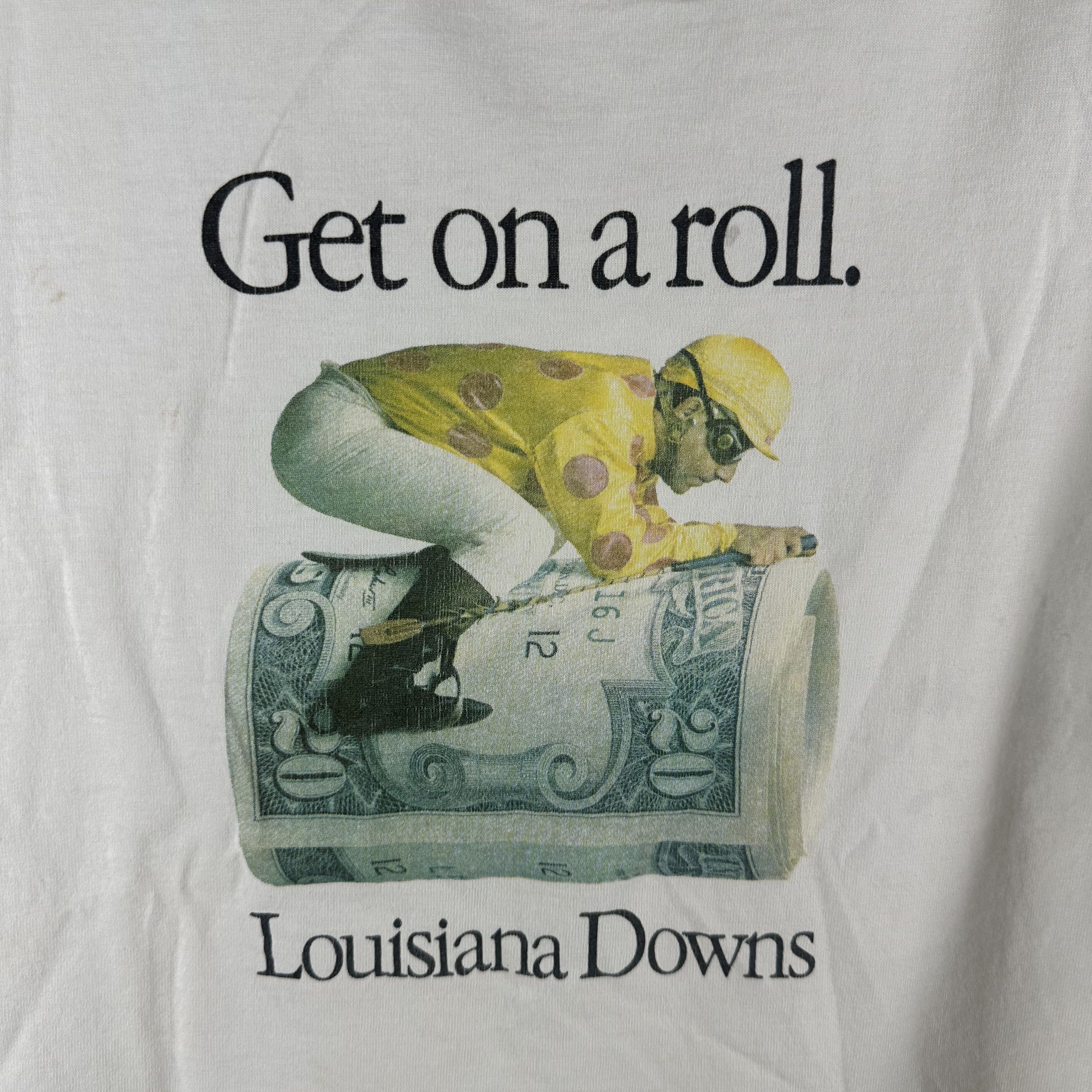 Vintage Vintage 80s Get On a Roll Louisiana Downs Graphic T-Shirt Size US L / EU 52-54 / 3 - 2 Thumbnail