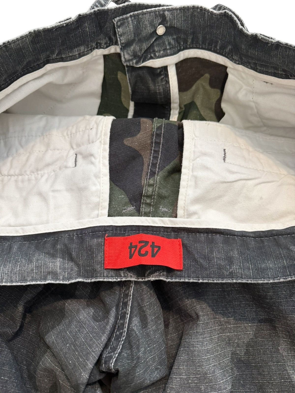 424 Black Grey Reverse Camo Ripstop Cargo Shorts Size US 34 / EU 50 - 8 Thumbnail