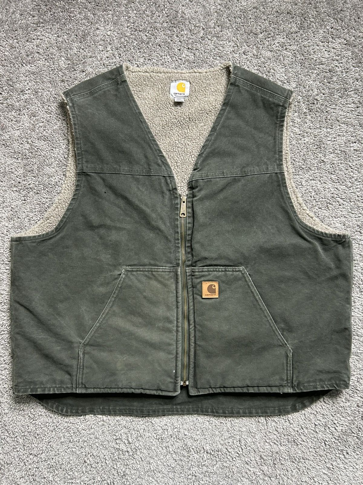 Carhartt Vintage Y2K Carhartt Arctic Sherpa Vest Olive Moss Earth Size US XXL / EU 58 / 5 - 1 Thumbnail