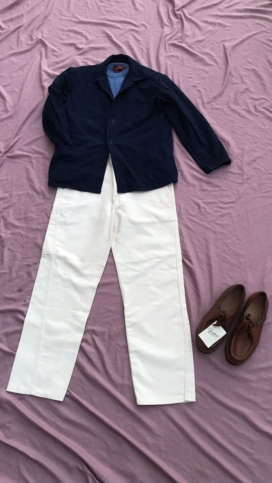 Other NAVY HERRINGBONE HBT HIGH QUALITY COTTON CHORE JACKET Size US M / EU 48-50 / 2 - 8 Thumbnail