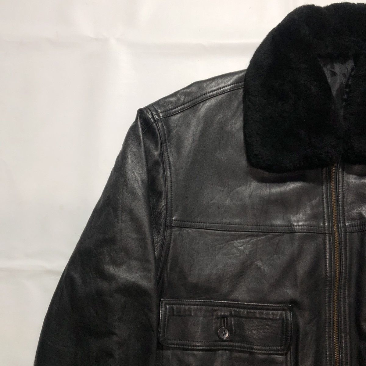 Japanese Brand × Vintage Rare Vintage Nuovo Nero Fur Leather Jacket Size US M / EU 48-50 / 2 - 5 Thumbnail