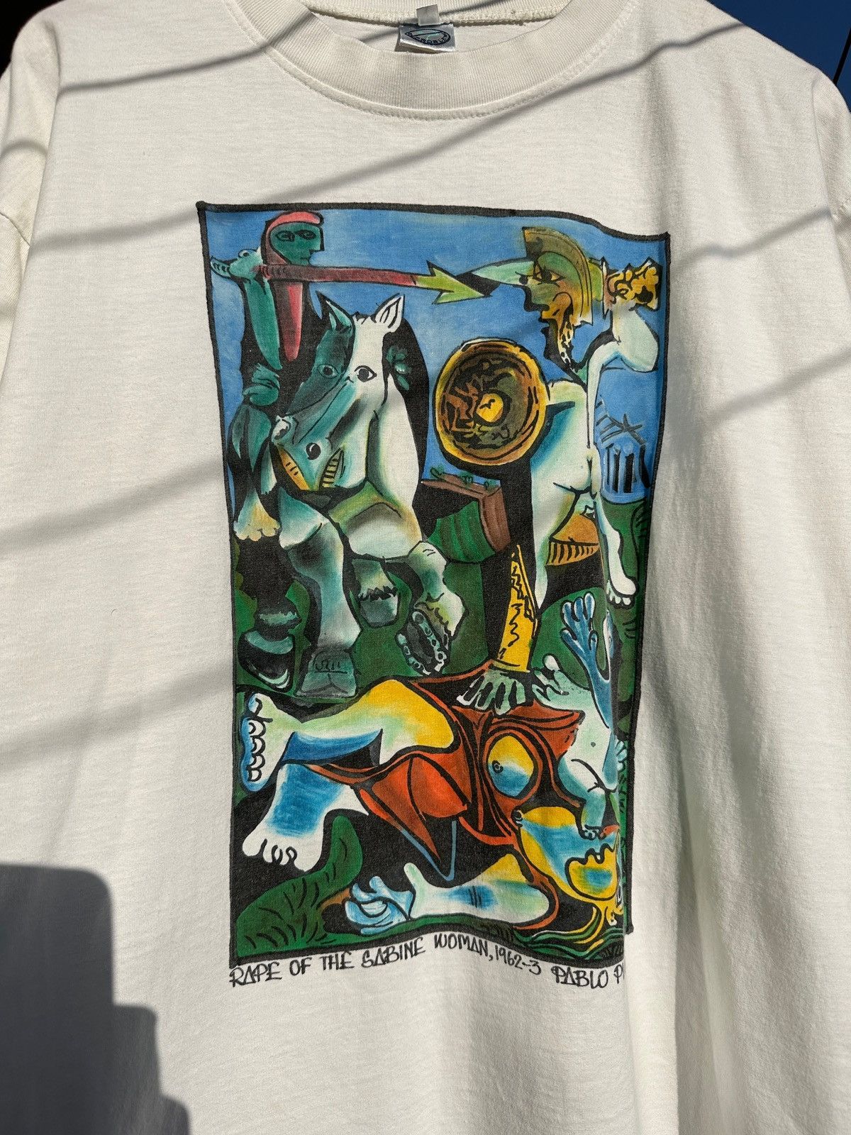 Vintage Vintage Pablo Picasso Rape Of The Sabine Art White T-Shirt Size US XL / EU 56 / 4 - 6 Thumbnail