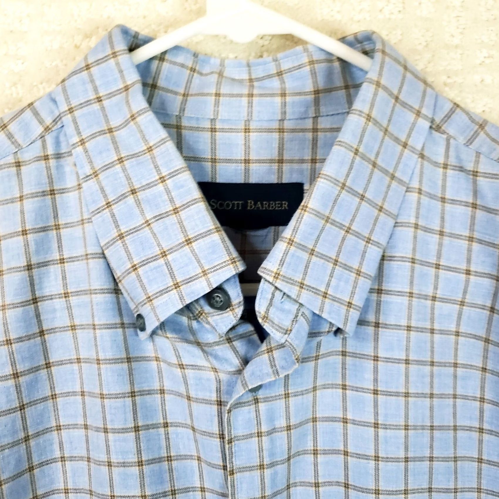 Vintage VINTAGE Scott Barber Shirt Blues Light Flannel Long Sleeve Plaid Cotton Button-Up XL Men’s Regular Size US XL / EU 56 / 4 - 5 Thumbnail