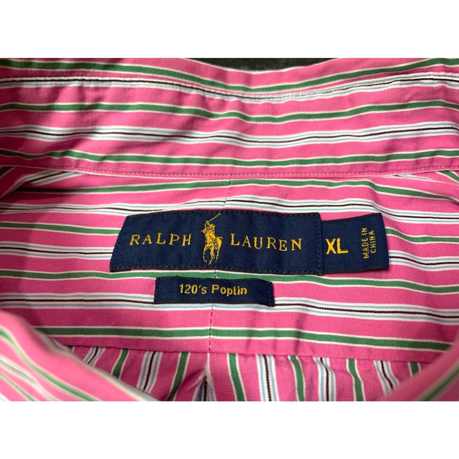 Ralph Lauren Ralph Lauren Long Sleeve Button Down Shirt Pink Green Striped Cotton Embroidered Polo Horse Mens L Size US L / EU 52-54 / 3 - 5 Thumbnail
