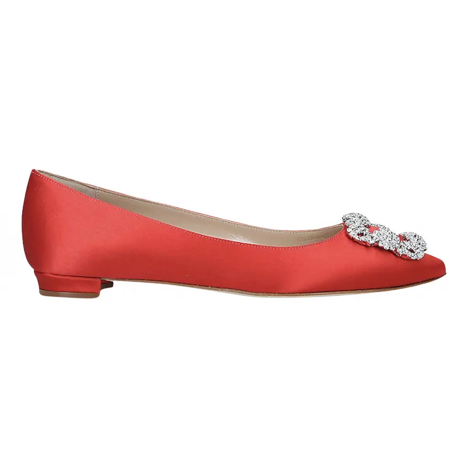 Manolo Blahnik Hangisi Satin Silver Jewel Buckle Ballerina Ballet Flat 39.5 Size US 9.5 / IT 39.5 - 1 Thumbnail
