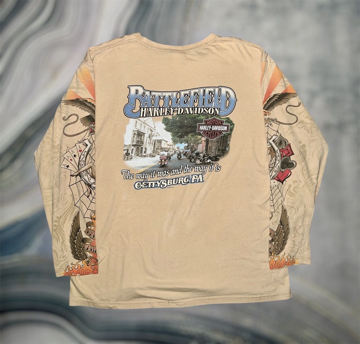 Harley Davidson Vintage Harley Davidson Tattoo Spiderweb Flame Longsleeve Size US XL / EU 56 / 4 - 6 Thumbnail