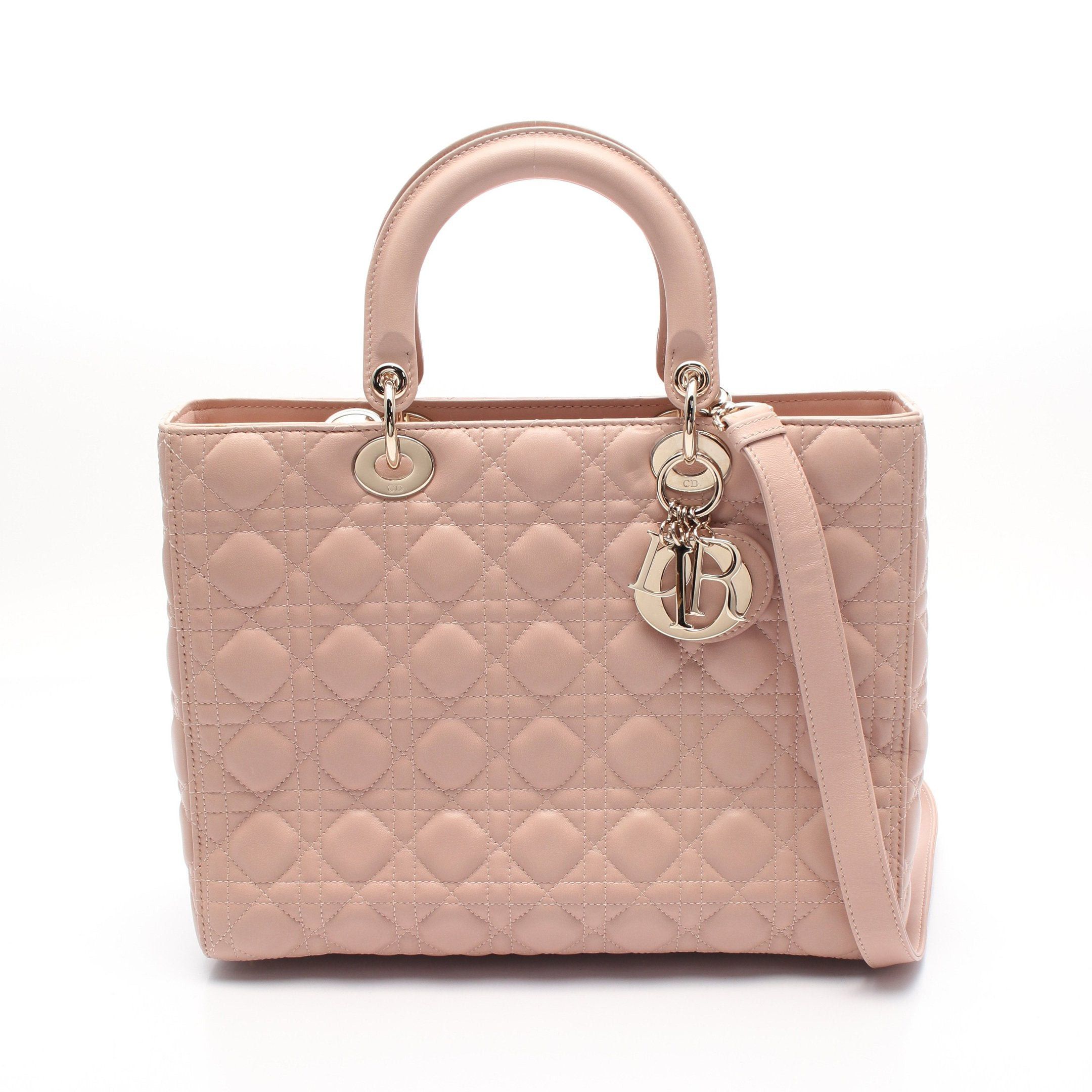 Dior Dior Lady Dior Large Canage Handbag Leather Pink Size ONE SIZE - 1 Thumbnail