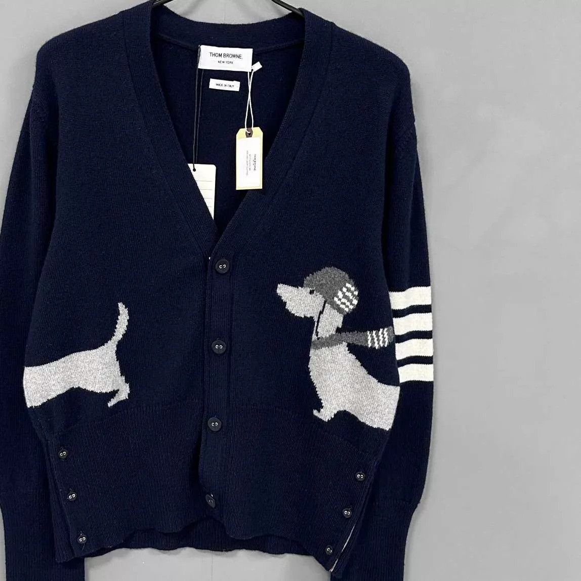 Thom Browne Thom Browne Navy Dog Pattern Knit Cardigan Size 4 New Size US XL / EU 56 / 4 - 2 Thumbnail