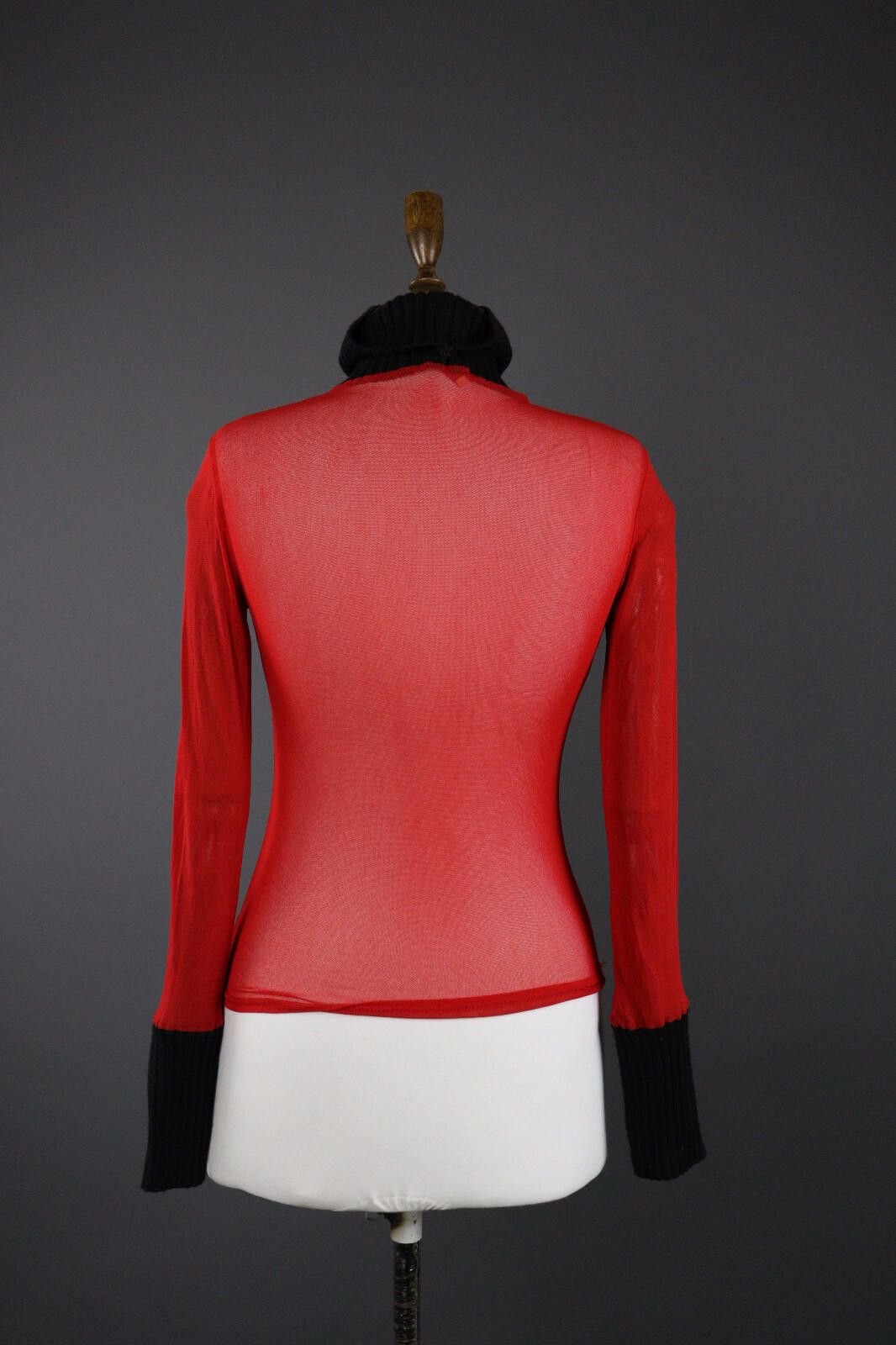 Designer Quinze Heures Trente Illusion Casual High Neck Mesh Sweater Size M / US 6-8 / IT 42-44 - 5 Thumbnail