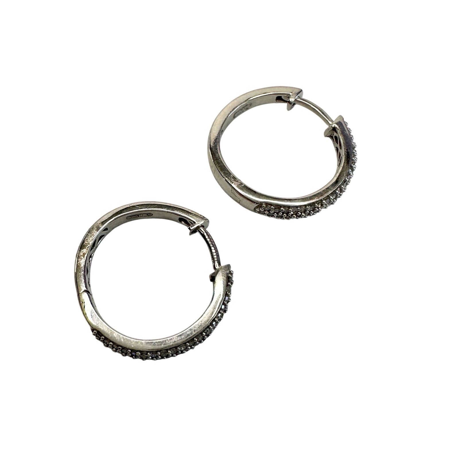 Other 1/2 Carat Natural Diamond Hoop Earrings in Sterling Silver Size ONE SIZE - 4 Thumbnail