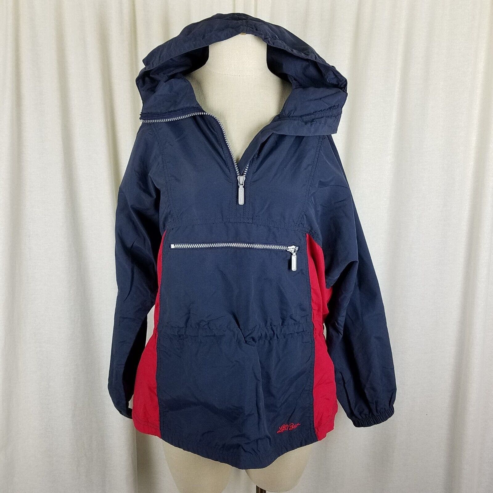 Vintage LL Bean Hooded Anorak 1/2 Zip Windbreaker Jacket LP