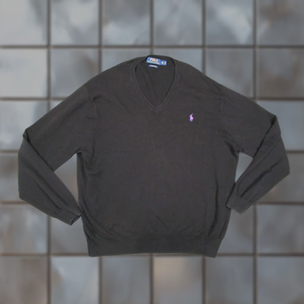 Polo Ralph Lauren Polo Ralph Lauren Sweater Mens XL Black Pima Cotton V Neck Pullover Pony Logo Shirt Size US XL / EU 56 / 4 - 1 Thumbnail