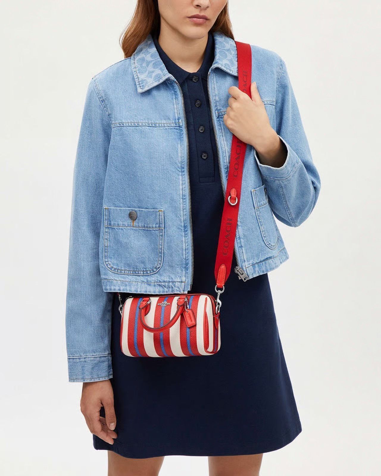 Coach NWT Coach Mini Rowan Crossbody With Stripe Print CT805 Size ONE SIZE - 6 Thumbnail
