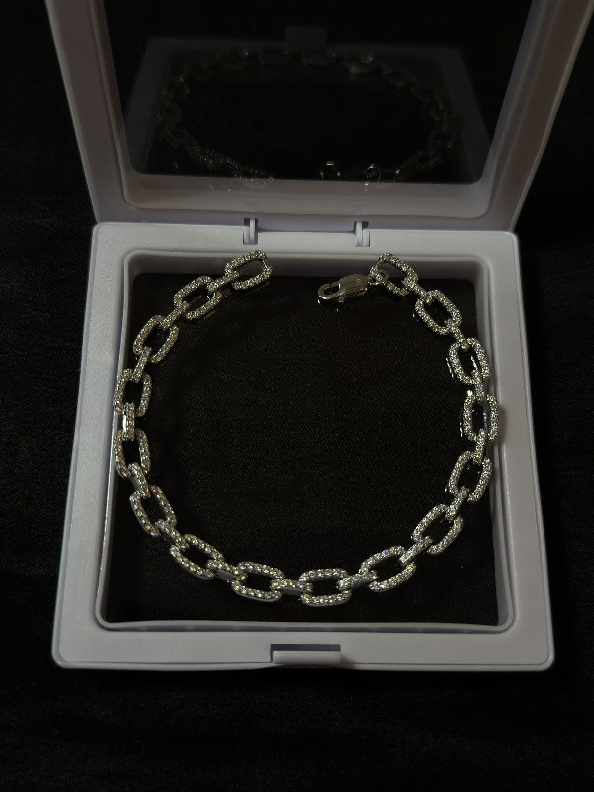 Sterling Silver 💎 Iced Out Silver Chain Bracelet 8 In - Moissanite VVSD1 Size ONE SIZE - 2 Thumbnail