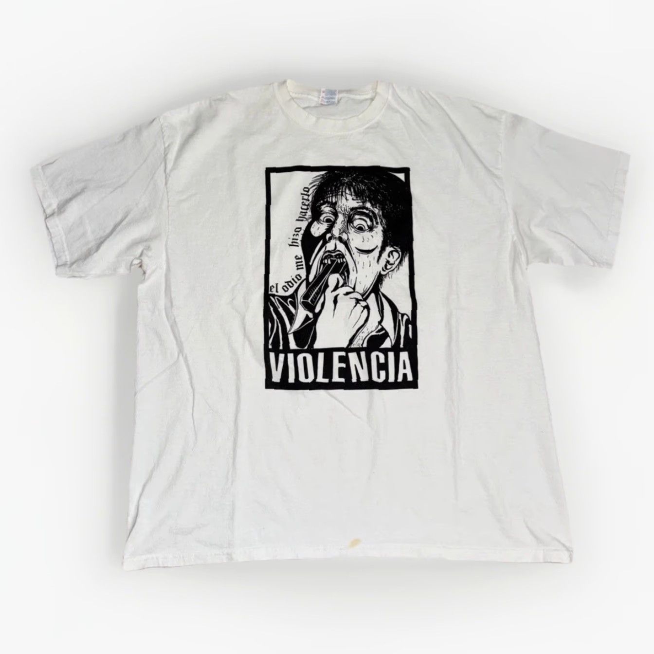Vintage VINTAGE Violencia Mexican Punk Graphic T-Shirt XX L 24x29 Band Tee Pop Art Grunge Men 2XL White Crew Neck Graphic Print Shirts Mens Size US XXL / EU 58 / 5 - 2 Thumbnail