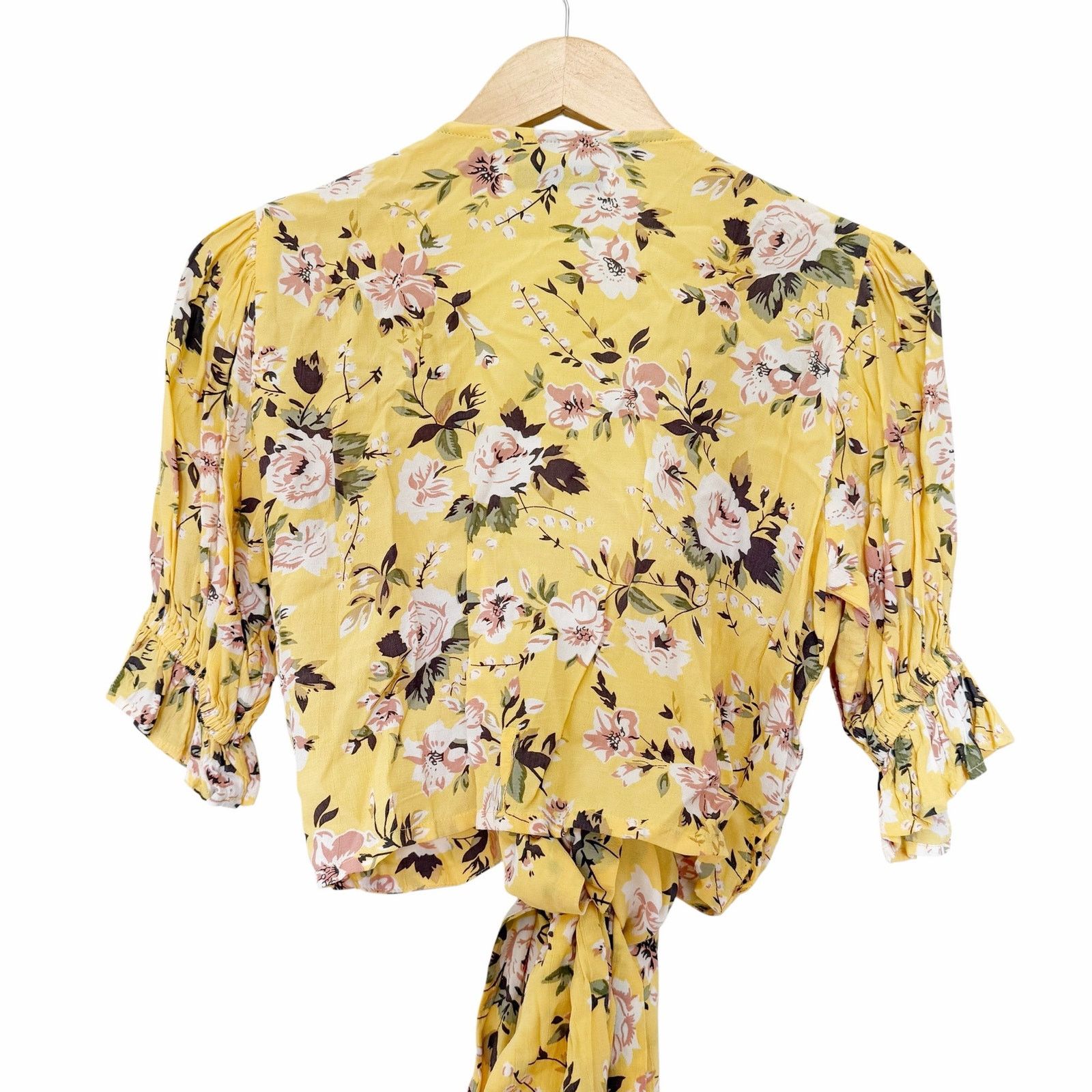 Other Faithfull The Brand Mali Yellow Floral Wrap Top Sz S Size S / US 4 / IT 40 - 6 Thumbnail