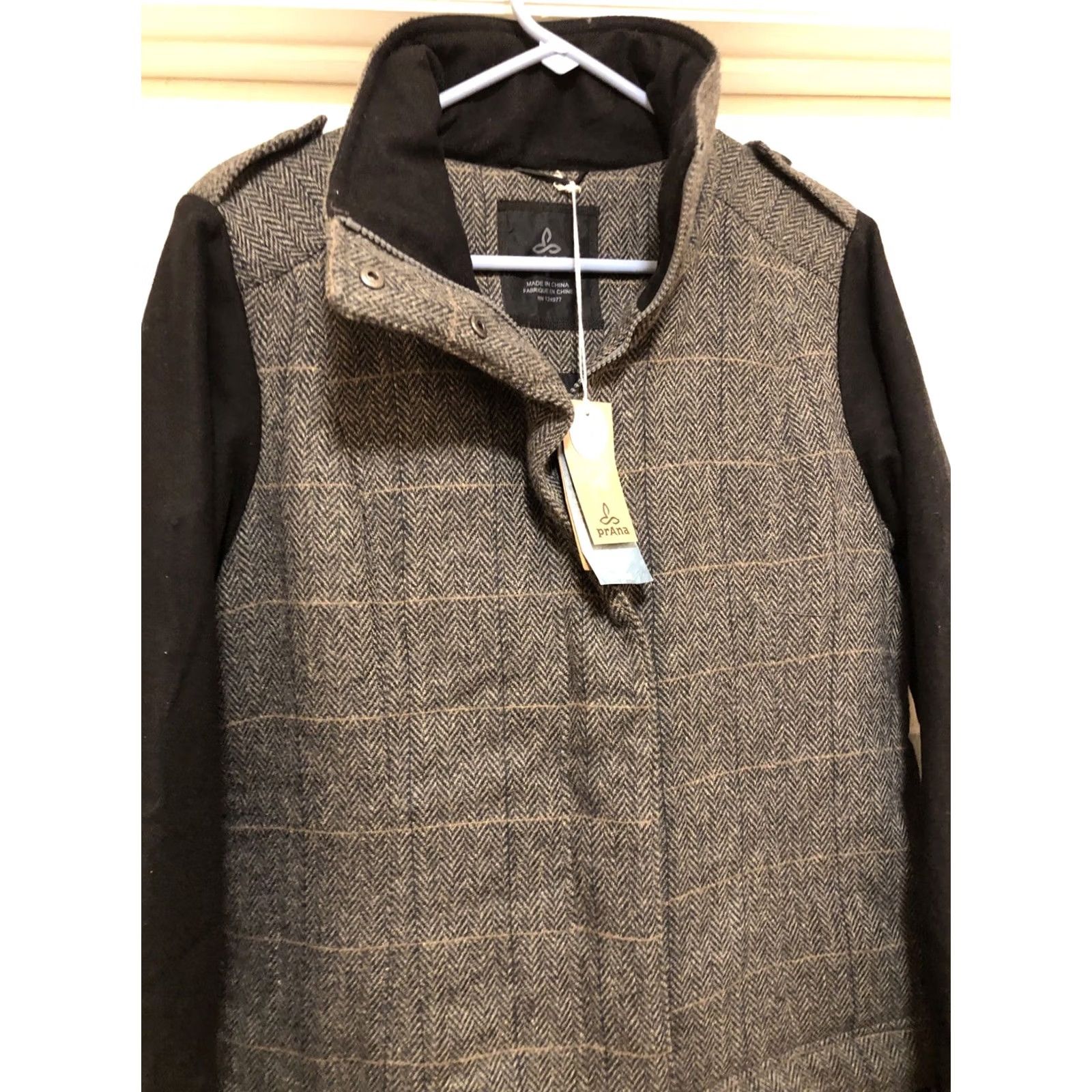Prana prAna Caprise Jacket Womens Size M Gravel Insulated Wool Tweed Stand-Up Collar NWT 99 Size M / US 6-8 / IT 42-44 - 7 Thumbnail