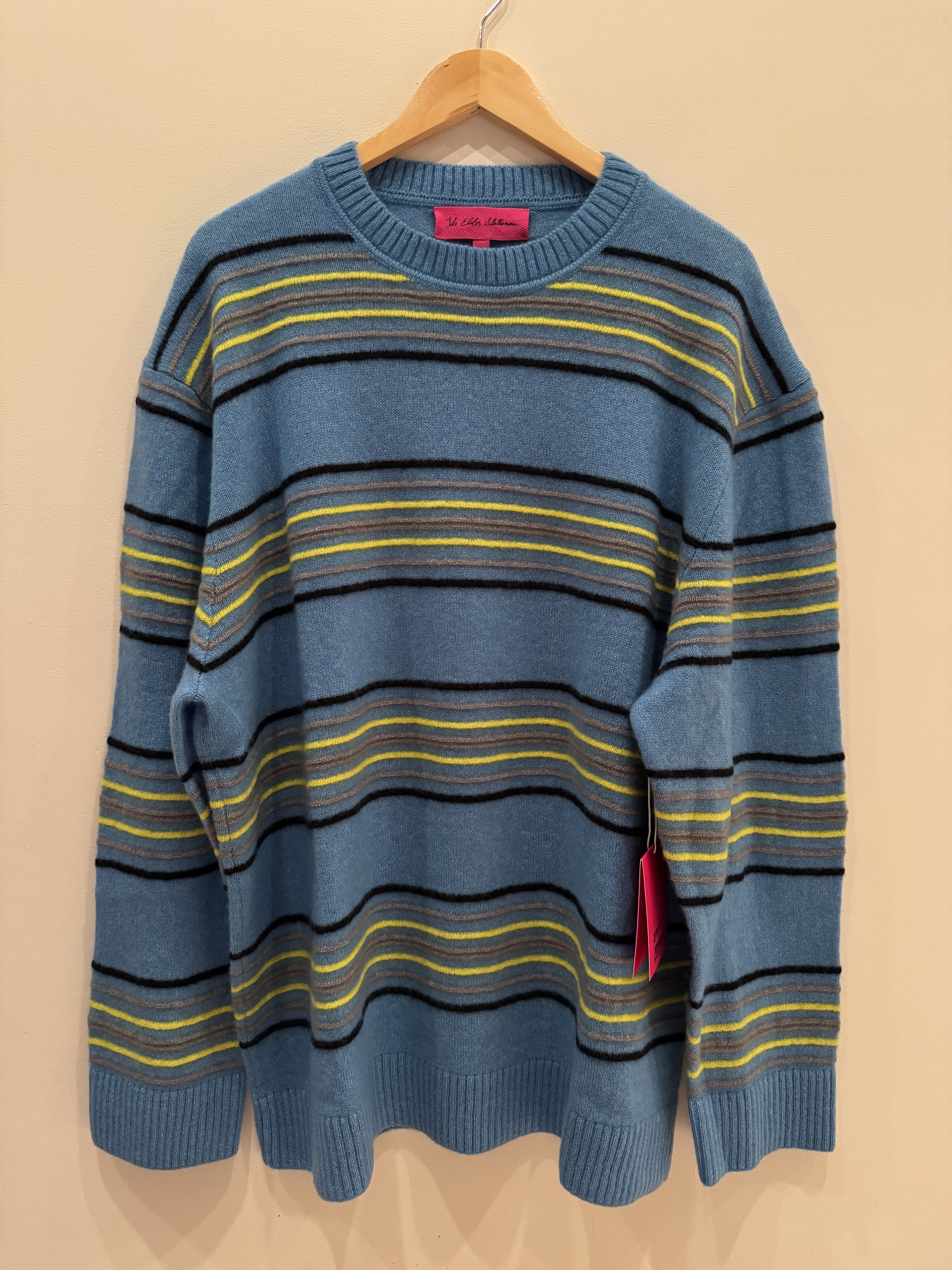 The Elder Statesman Reef Stripe Cashmere Sweater $1250 XL