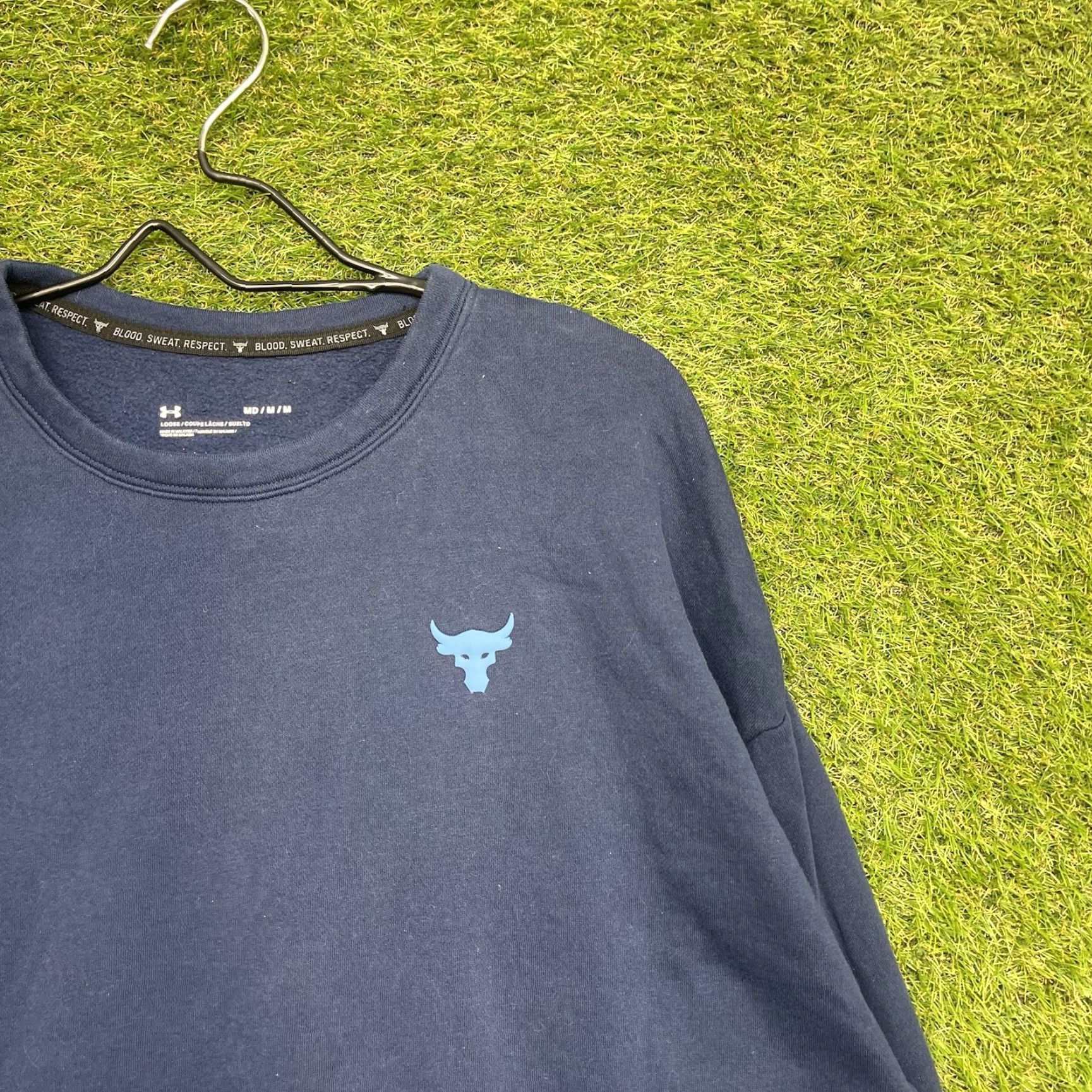 Under Armour Under Armour Project Rock Sweatshirt Womens M Cotton Polyester Blue Logo Oversized Crew Neck Pullover Long Sleeve Solid casual Size M / US 6-8 / IT 42-44 - 3 Thumbnail