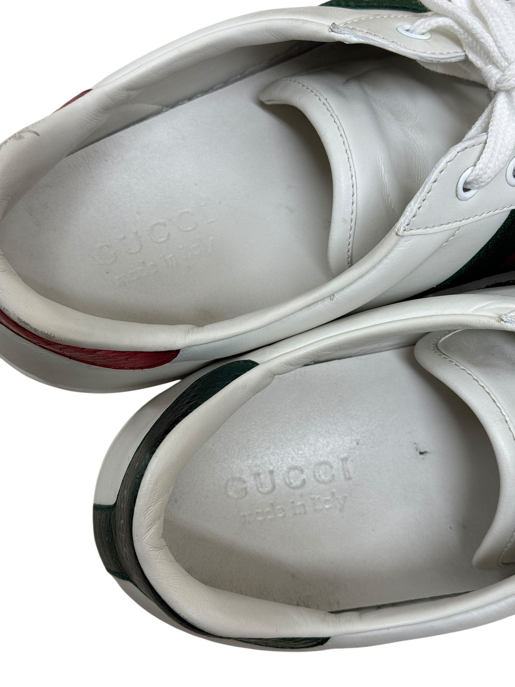 Gucci Gucci White Bee Green & Red Striped Ace Sneakers Size US 12 / EU 45 - 7 Thumbnail